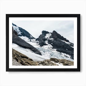 Black Glacier Mountains With Snow, Swiss Alps, Switzerland, Europe Art Print