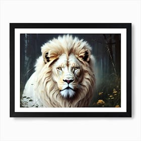 White Lion In The Forest 2 Art Print