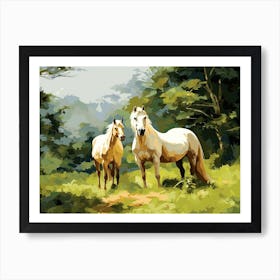 Horses Painting In Monteverde, Costa Rica, Landscape 4 Art Print