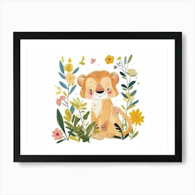 Little Floral Mountain Lion 4 Art Print