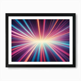 Abstract Image Of Bright, Colorful Lines Radiating Outward From A Central Point, Creating A Sense Of Speed, Energy, And Movement Art Print