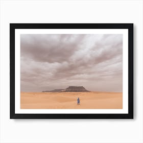 Walking To A Rock In The Desert Art Print