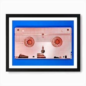 VHS Tape - Salmon Pink on Blue Art Print