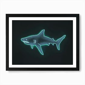 Neon Blue Greenland Shark 2 Art Print