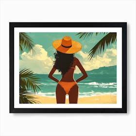 Illustration of an African American woman at the beach 26 Art Print