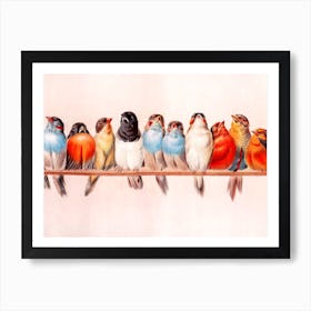 Birds Perching Vintage 19th Century Illustration Art Print