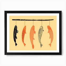 Fish Hanging From A Branch Art Print