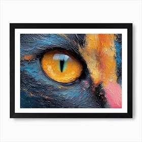 Whiskered Masterpieces: A Feline Tribute to Art History: Eye Of A Cat Art Print