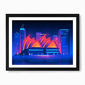 Synthwave Neon City - Sydney, Australia Art Print