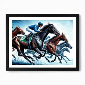 Horse Race wall art print poster Art Print