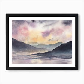 Purple Sunset Mountains Art Print