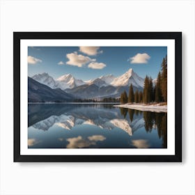 Default Depict The Serene Beauty Of A Tranquil Lake Reflecting Art Print