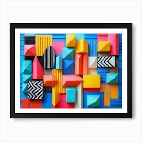 Colorful 3d Geometric Shapes and Patterns Art Print