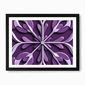 Seamless Sculpture Designation Retro Pattern Purple Curve Cross Check Square Geometry Leaf Abstract Art Print