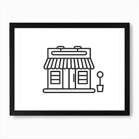 Shop Icon, Line Drawing Illustration Art Print