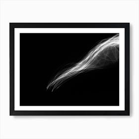 Glowing Abstract Curved Black And White Lines 12 Art Print