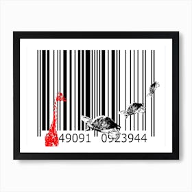 Funny Barcode Animals Art Illustration In Painting Style 134 Art Print