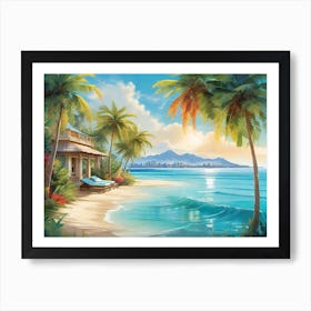 Colorful Hawaiian Beach Tropical Art Print