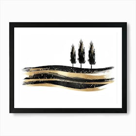 Black And Gold Trees 1 Art Print