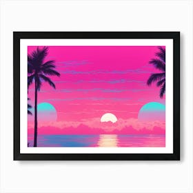 Sunset With Palm Trees 3 Art Print