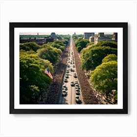 Aerial View Of A Patriotic Military Parade Honoring Veterans In America Rows Of Uniformed Soldiers (3) Art Print