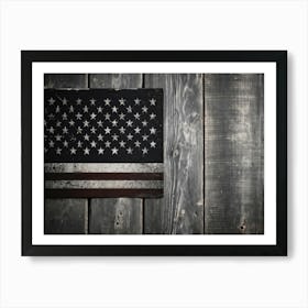 American Flag Rendered In Black And White With Subtle Red Stars Against A Smudged Vintage Backdrop R (2) Art Print