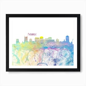 Nashville Tennessee Skyline Splash Art Print