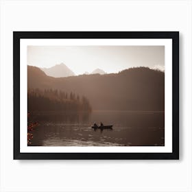 Canoe On Lake Scenery Art Print