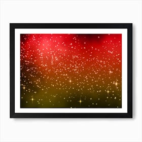 Orange Red Shades Shining Star Background Art Print