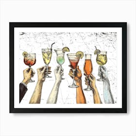 Group Of People Holding Drinks Art Print