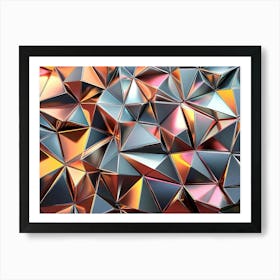 3d Shiny Metallic Triangles Forming Complex Pattern 3 Art Print