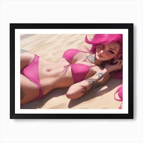 Pink Bikini Girl Art Print