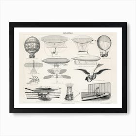 Air Navigation Vintage air balloons, airships and airplanes Art Print