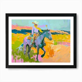 Neon Cowboy In Sonoran Desert Arizona 3 Painting Art Print