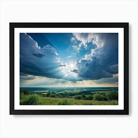 A Landscape Composition During Spring Transformation Into Summer Cumulus Clouds Dominating The High (3) Art Print