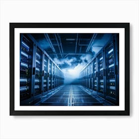 Advanced Data Center Basking In Cool White Light Rows Of High Performance Energy Efficient Servers (6) Art Print