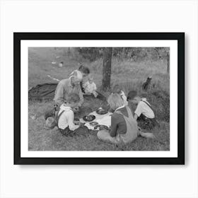 White Migrant Family Saying Grace Before Noonday Meal By The Side Of The Road East Of Fort Gibson, Muskogee Count Poster