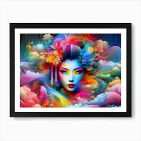 Geisha in Color Smoke Art Print