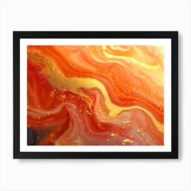 Fluid art painting, warm colors Art Print