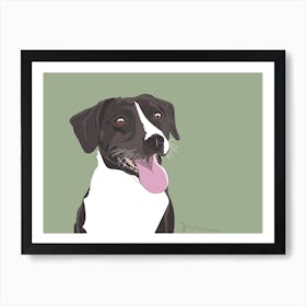 Black & White Dog Panting Art Print