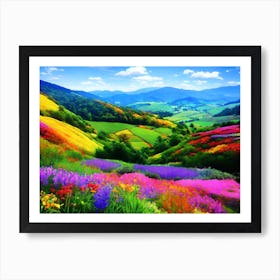 Colorful Flowers In A Valley Art Print