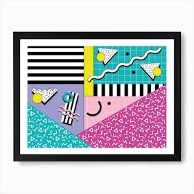 Memphis Pattern Retro Vaporwave 80s Vintage 90s Synthwave Artwork Art Print