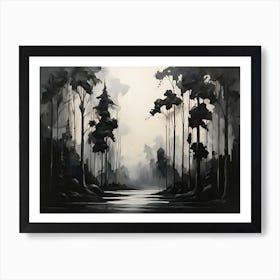 Black And White Forest Painting Art Print