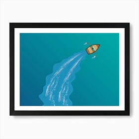 Illustration Of A Boat Art Print