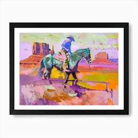 Neon Cowboy In Monument Valley Arizona 2 Painting Art Print