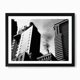 Smoke Billowing From Skyscrapers Poster