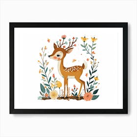 Little Floral Deer 1 Art Print