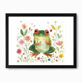 Little Floral Frog 1 Art Print