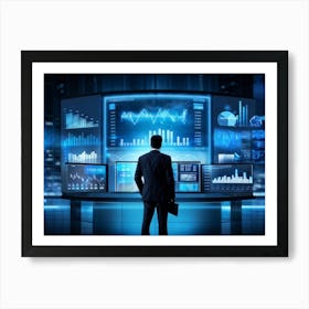 Corporate Finance Executive Analyzing Market Trends Graph Details And Business Strategies Digital 2 Art Print