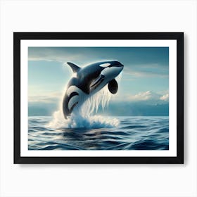 Orca Whale Jumping Art Print